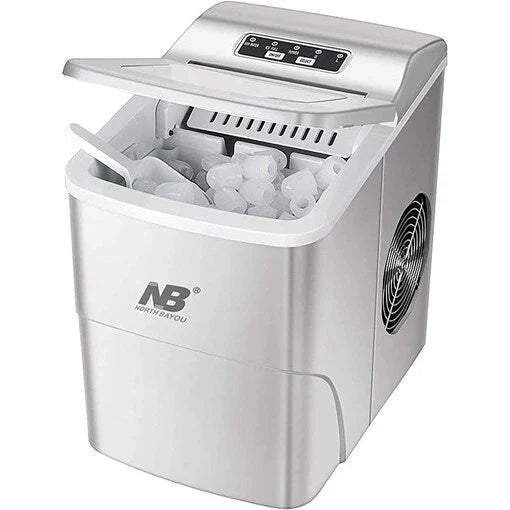 Portable ice maker with 'NB' branding on a white background