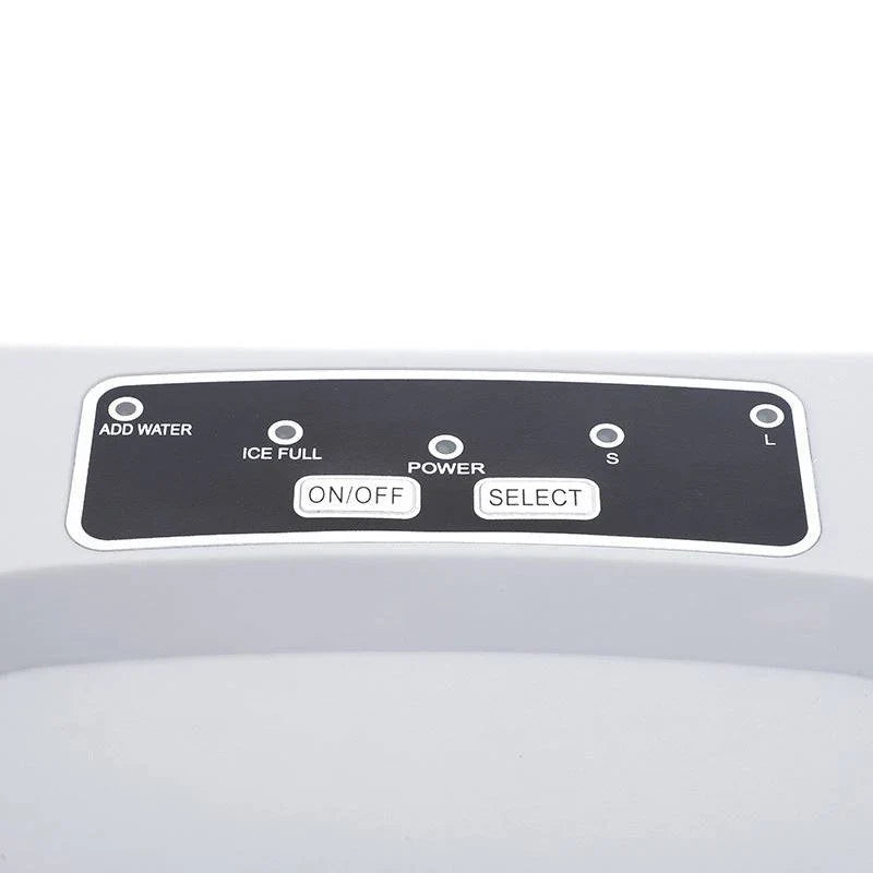 Control panel with labeled buttons on a white background