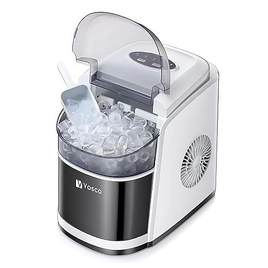 Yosco ice maker with clear container on a white background