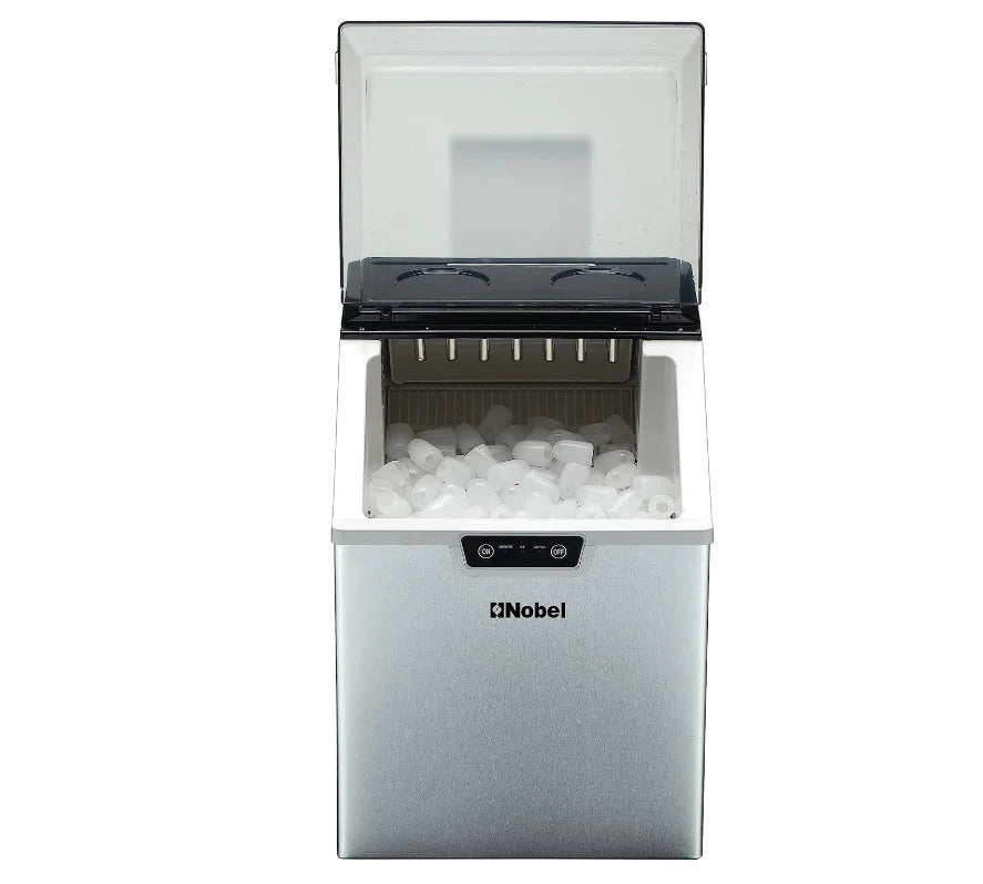 Portable ice maker with 'Nobel' branding on a white background