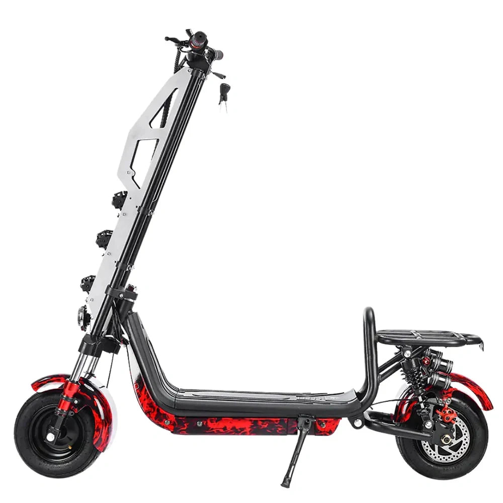 Black and red electric scooter on a white background