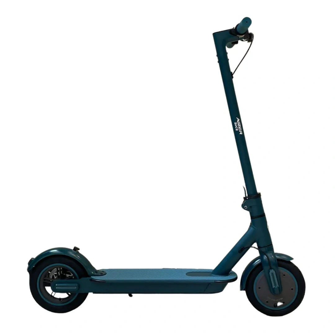 Teal scooter with a white background