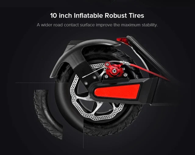 10 inch inflatable robust tire with red accents on a black background